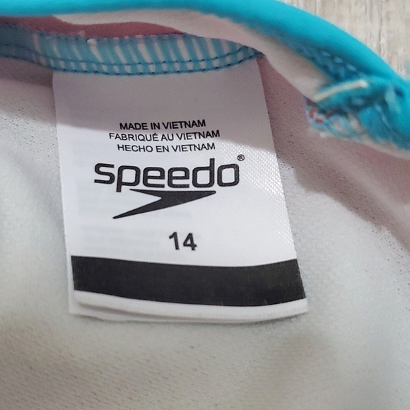 Speedo Girl's One Piece Swimwear, Sz 14, Multicolor Pink/Blue/Yellow - Picture 3 of 6